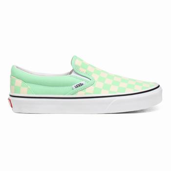 Damske Slip On Tenisky Vans Checkerboard Classic Zelene Siva/Biele VA35IYDLZ